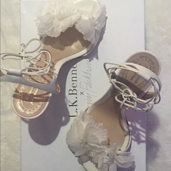 L.K. Bennett White Strappy Wedding Sandals Heels - Picture 3 of 7